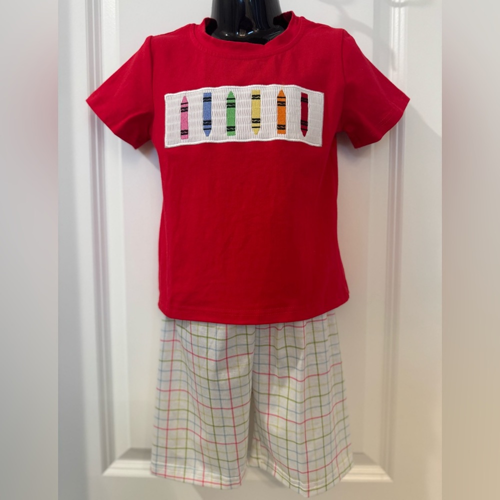 Rylee Faith Crayon Smock Outfit Set